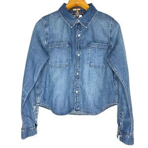 Re/Done Denim Shirt Slighty Cropped in Worn Dwon Color Women Size: L